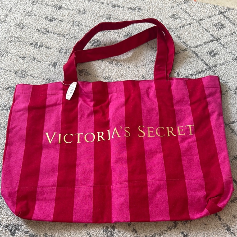 NWT Victoria's Secret Pink Stripe Tote Bag large capacity